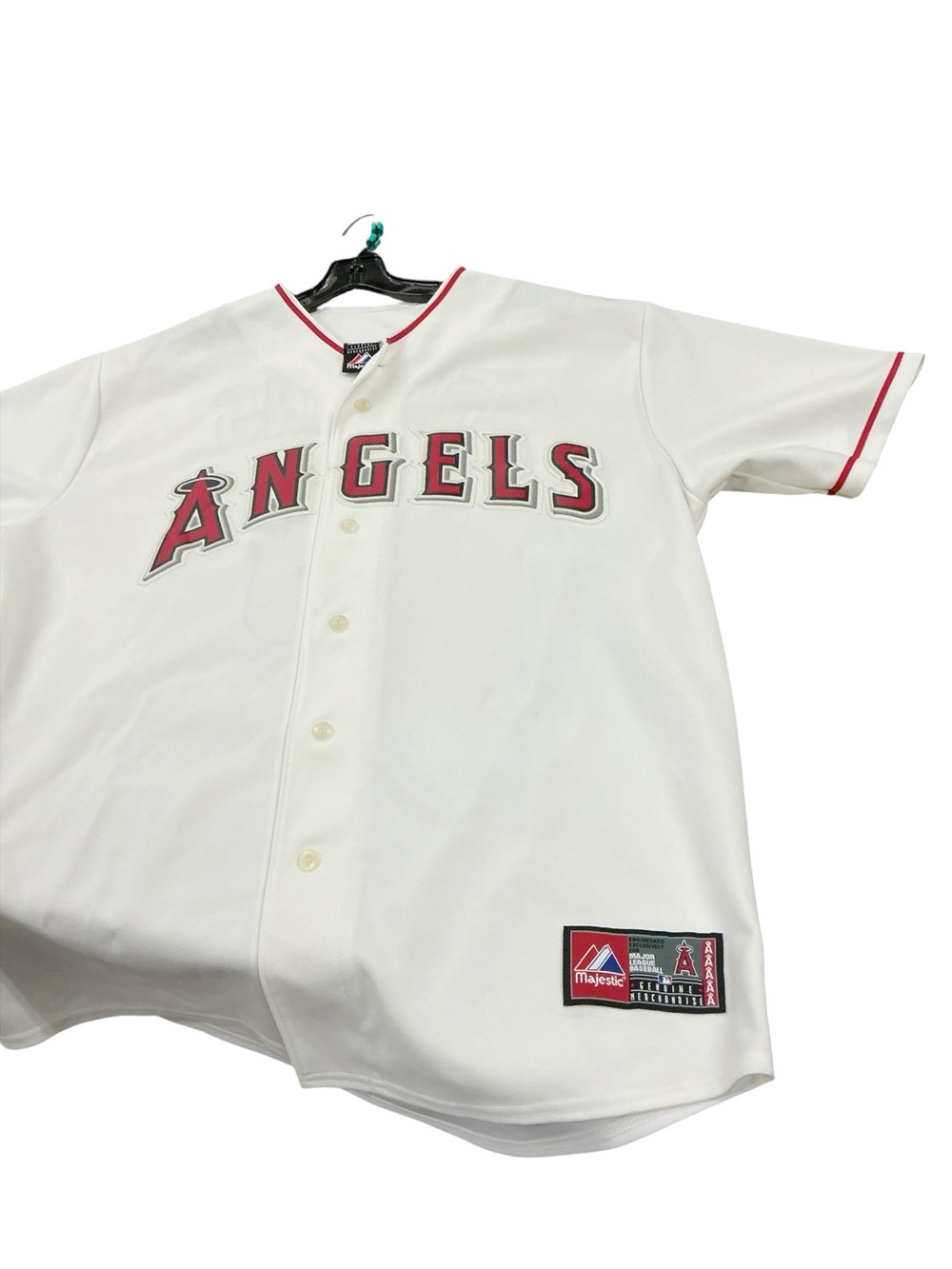 Majestic White Los Angeles Angels Kids Baseball Jersey with Red Trim
